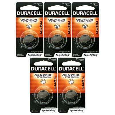5 x 2032 Duracell Coin Cell Batteries - Lithium 3V - (CR2032, DL2032, ECR2032)