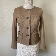 Cabi Sz XS Brown Herringbone 4 Pockets Kyoto Blossom Penny Casual Blazer