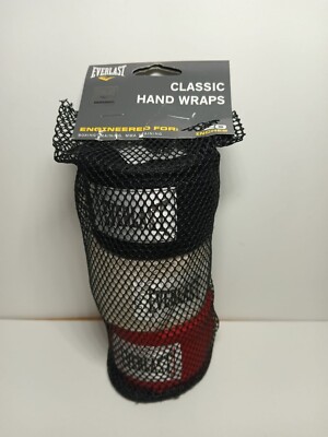 Everlast Core 120'' Boxing Handwraps Natural Red Black White  3 Pack