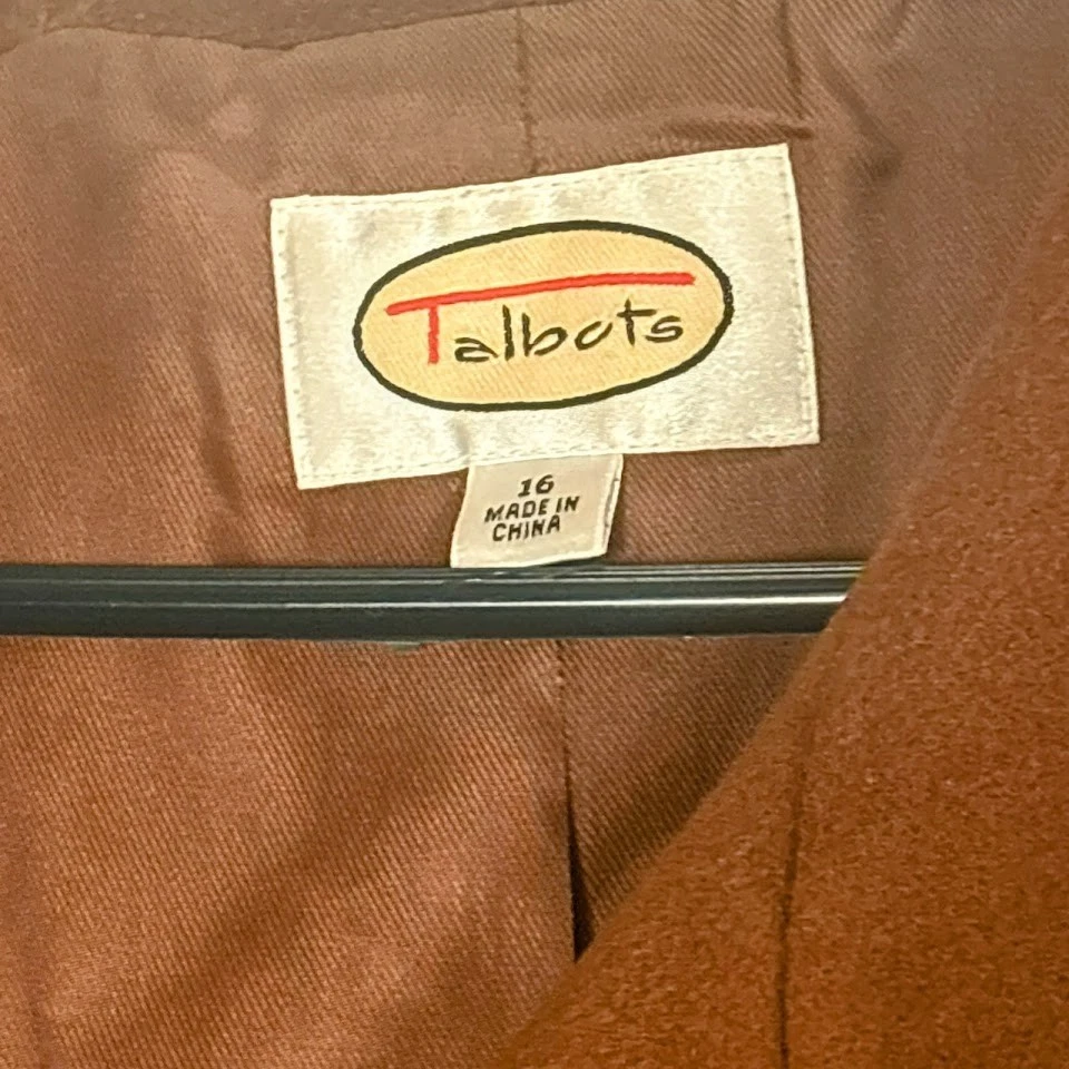 Chaqueta Abrigo Mujer TALBOTS Lana y Angora Botón Frontal Talla 16 Forrada Puntada Única Foto 4 de 4