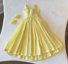 Vintage Barbie Premier Bild Lilli Maddie Yellow Pleated gown dress, Slip, Heels
