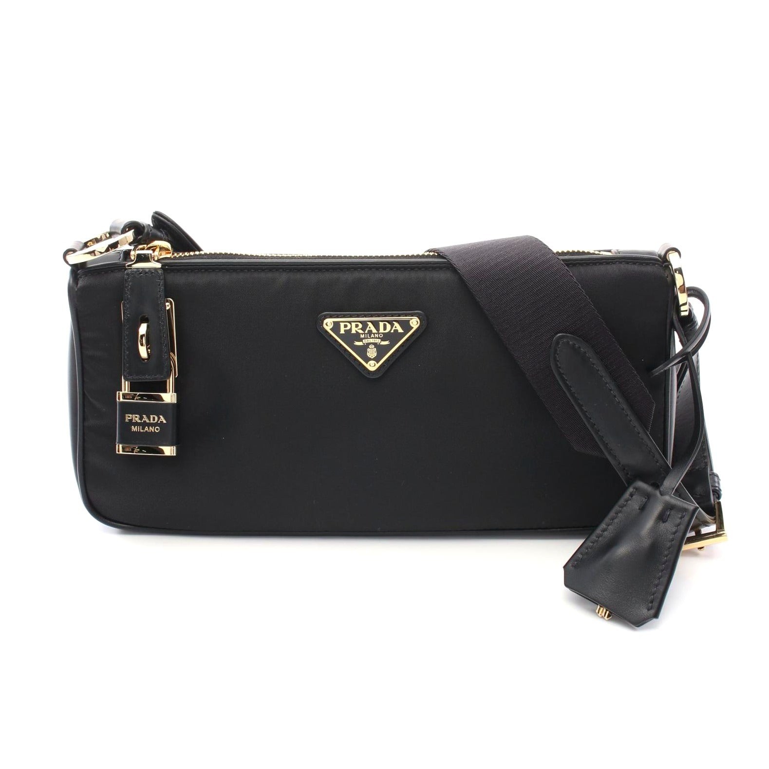 Prada Black Nylon Leather Shoulder Bag for Women One Size 516992