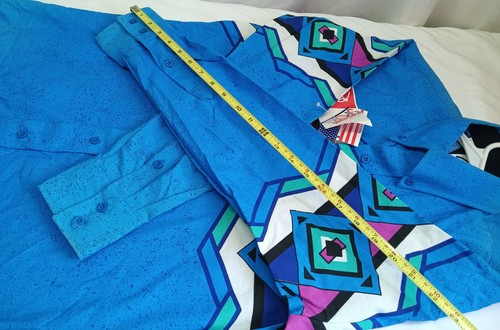 New NWT Vintage men's ROPER Rodeo Blue Long Sleeve Western Aztec Size Small '90s - Picture 15 of 17
