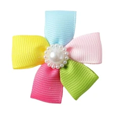 Multicolor Pet Flower Hairpin For Yorkshire Terrier Bright Color Duckbill Clip