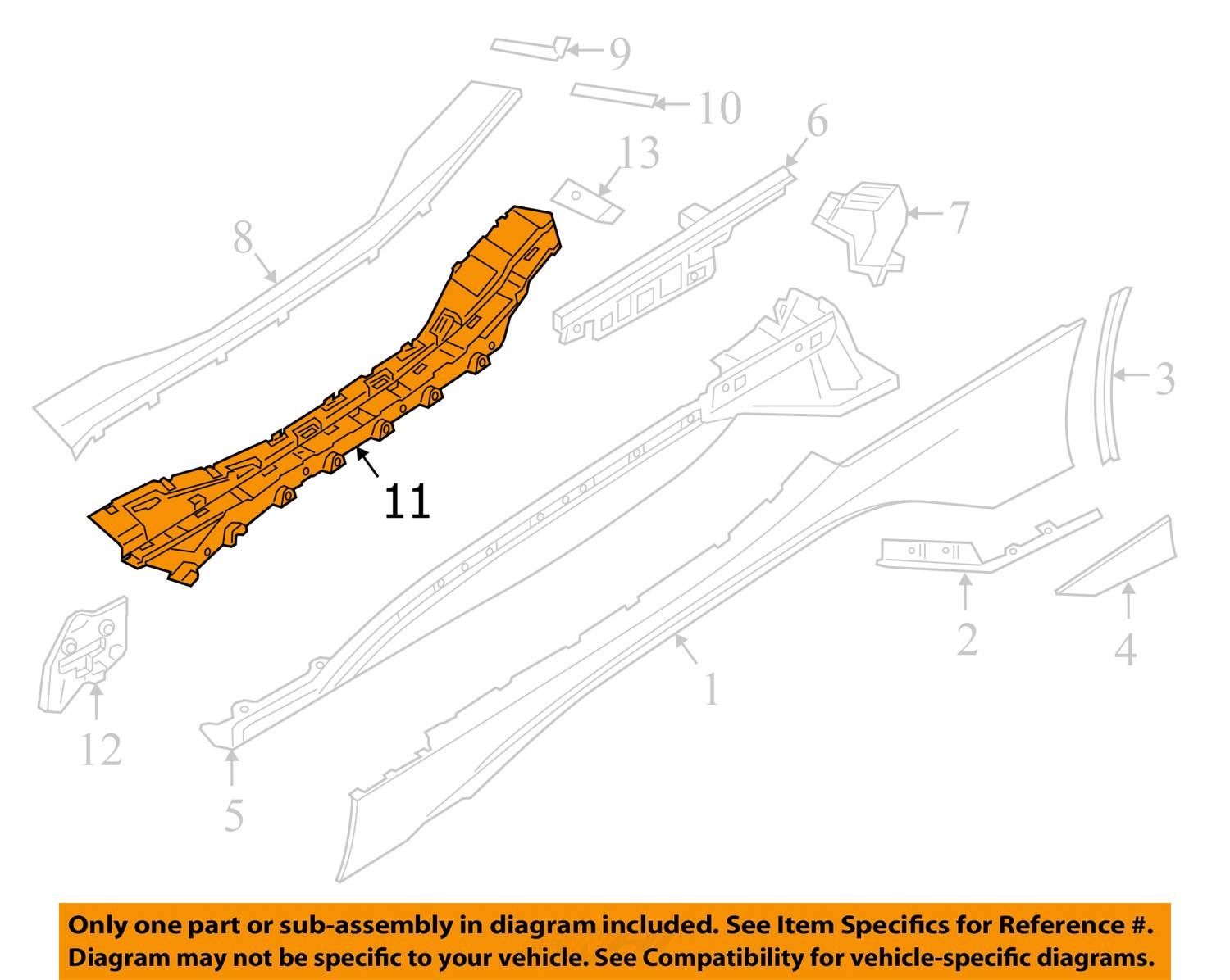 BMW i8 I12 Right Upper Side Skirt Bracket Assembly 7336374 2014 - 2020 OEM
