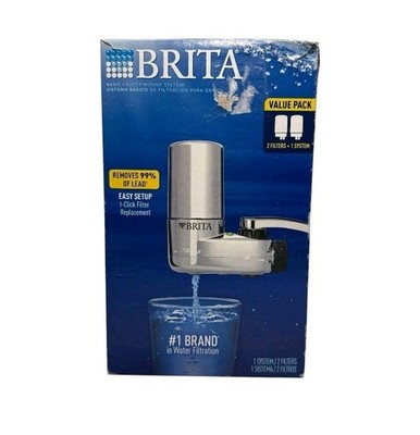 Brita Basic Faucet Mount Water Filter System Chrome 2 - Filter Pack