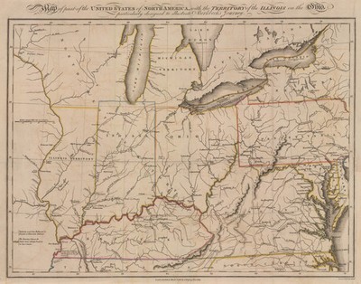 Map Of The Territory Of Illinois 1818 Vintage Historic Map Poster Print