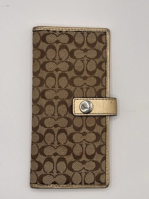 Coach Brown and Gold Billfold Wallet