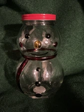 Vintage Home Essentials & Beyond Clear Glass Snowman Hand Painted Cookie Jar