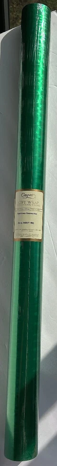 CASPARI 8' Envoltura de Regalo Continua "Sasheen Green Foil" Navidad Nuevo en Paquete Raro 30" Ancho Foto 3 de 3