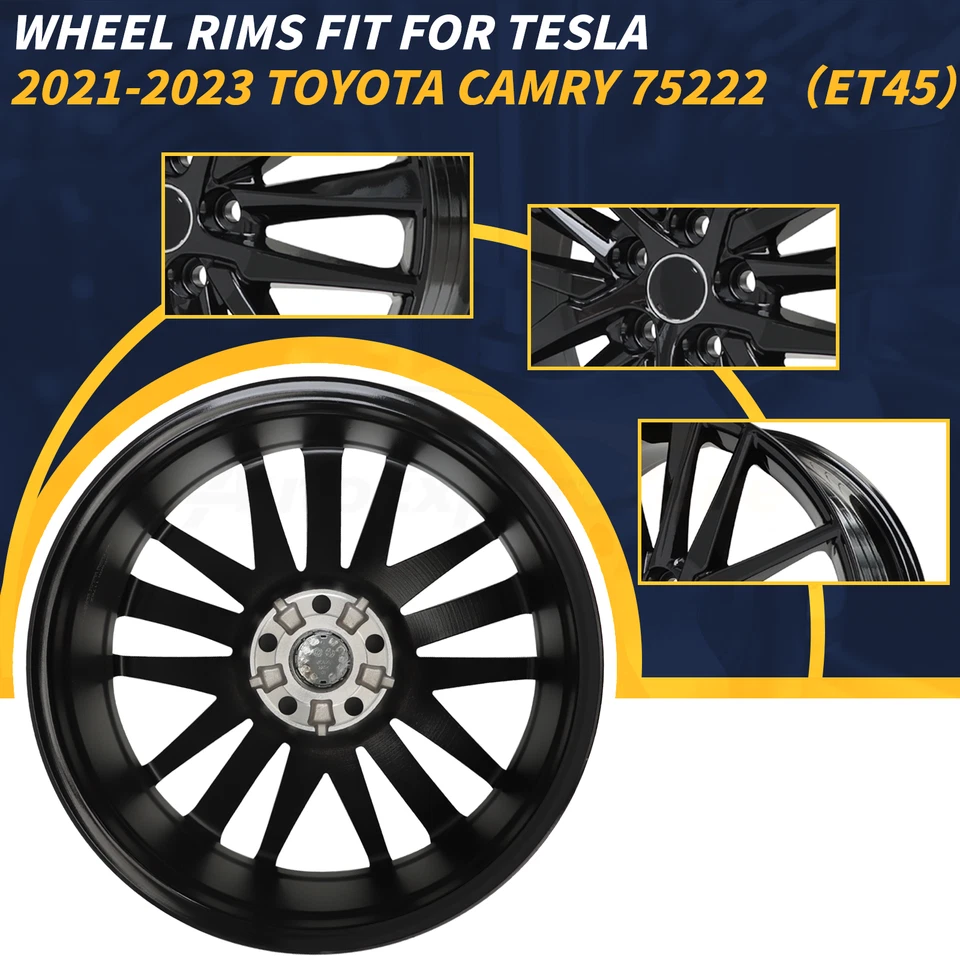 New 19" Full Gloss Black Alloy Wheel Rim for 2021-2023 Toyota Camry 75222 XSE - Image 2 of 4