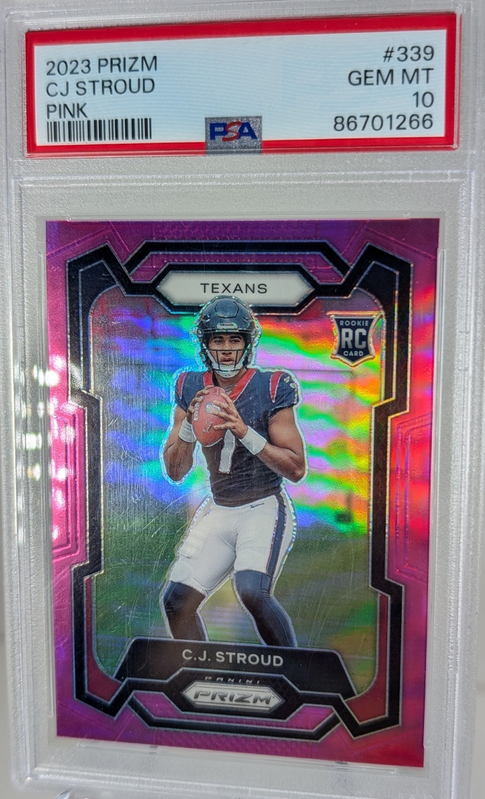 2023 Panini Prizm Pink CJ Stroud Rookie - PSA 10 , #339 view 2
