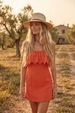 FREE PEOPLE  SEXY  * MORNING  DOVE *STRAPLESS  CUTWORK  MINI DRESS Sz 4 NWT $250