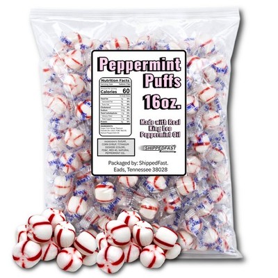 Soft Peppermint Puffs, Natural(1 Pound) Net Wt. 16oz. Candy Medium