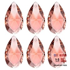 K9 Crystal Pendants Teardrop Beads - 6 Pack 38mm Chandelier Prisms - Light Red