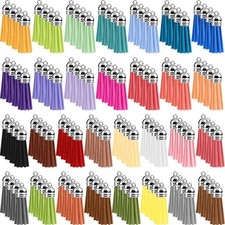 120 Pcs Multicolor Keychains Tassel Hat Leather Tassels for Jewelry Keychain
