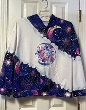 Hoodie Women s Large Moon Stars White Multicolored Celestial Graphic