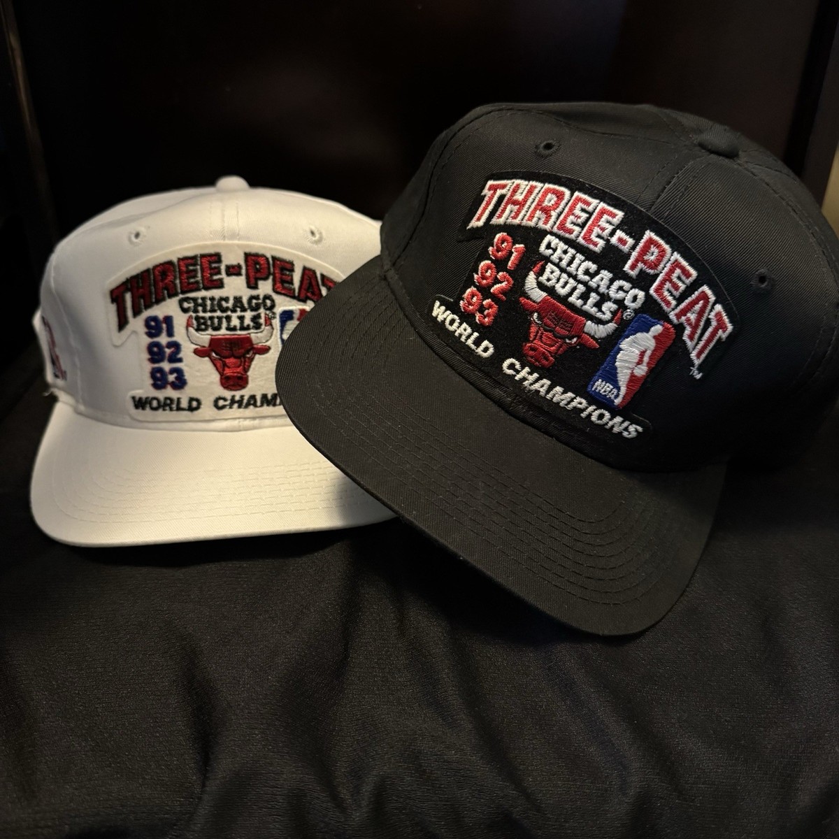 Vintage Chicago Bulls Three-Peat World Champions Snapback Hat Caps