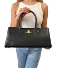 Vivienne Westwood Vintage Ord Logo Executive Tote Bag Black Leather 902058