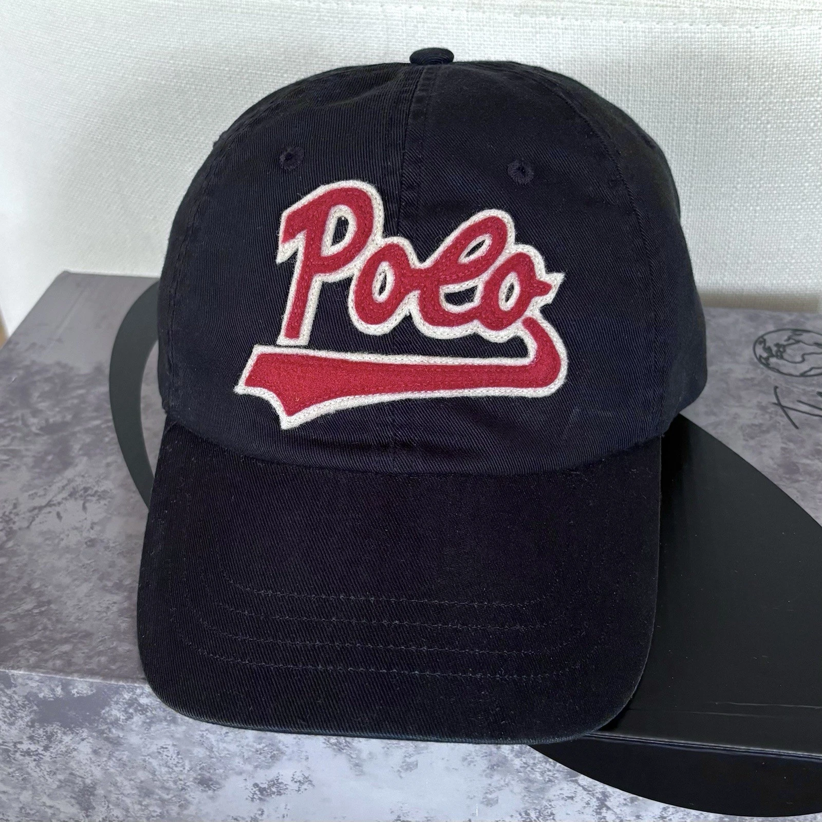 Polo Ralph Lauren Embroidered Script Hat Navy Red POLO Cap OSFA