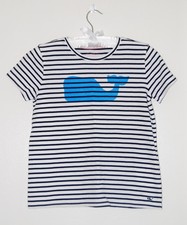 NWOT Vineyard Vines Girls Navy Striped Whale Logo SS T-Shirt sz M 10-12