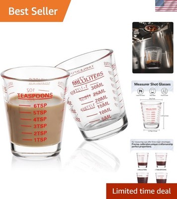 Shot Glasses Measuring Cup Set 2PACK Espresso Shot Glasses Liquid Heavy Glass...