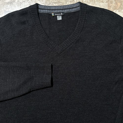 #ad #ad Smartwool Kiva Sweater Mens Large Black Ridge V Neck Long Sleeve Merino Wool $38.88