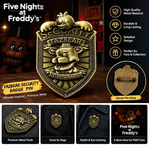 Five Nights at Freddy’s Fazbear Security Badge Brooch Pin FNAF Freddy Metal - product listing photo