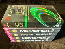 Lot of 5 Factory Sealed Blank VHS Tapes Memorex HS 120 Fujifilm HQ 120 NOS