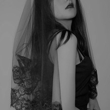 One-Layer Women Girl Black Mantilla Wedding Veil Embroidery Floral Lace Trim for