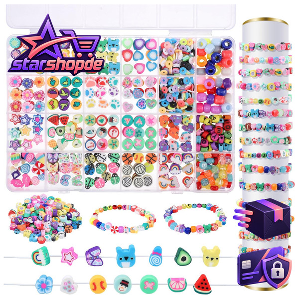 Perlen Zum AuffäDeln 1000Pcs Bunte ArmbäNder 15 Muster FüR Kinder 1000 StüCk-image