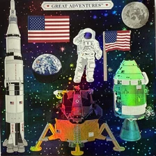 APOLLO PROGRAM Stickers(8pc) Mrs.Grossman’s•Spaceship•Moon•Flags •Card Making•