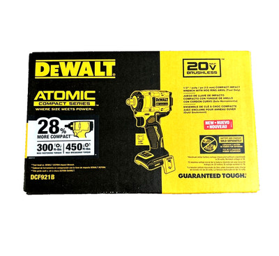 New! GENUINE DeWALT (DCF921B) ATOMIC 20V 1/2'' Impact Wrench w/Hog Ring SEALED