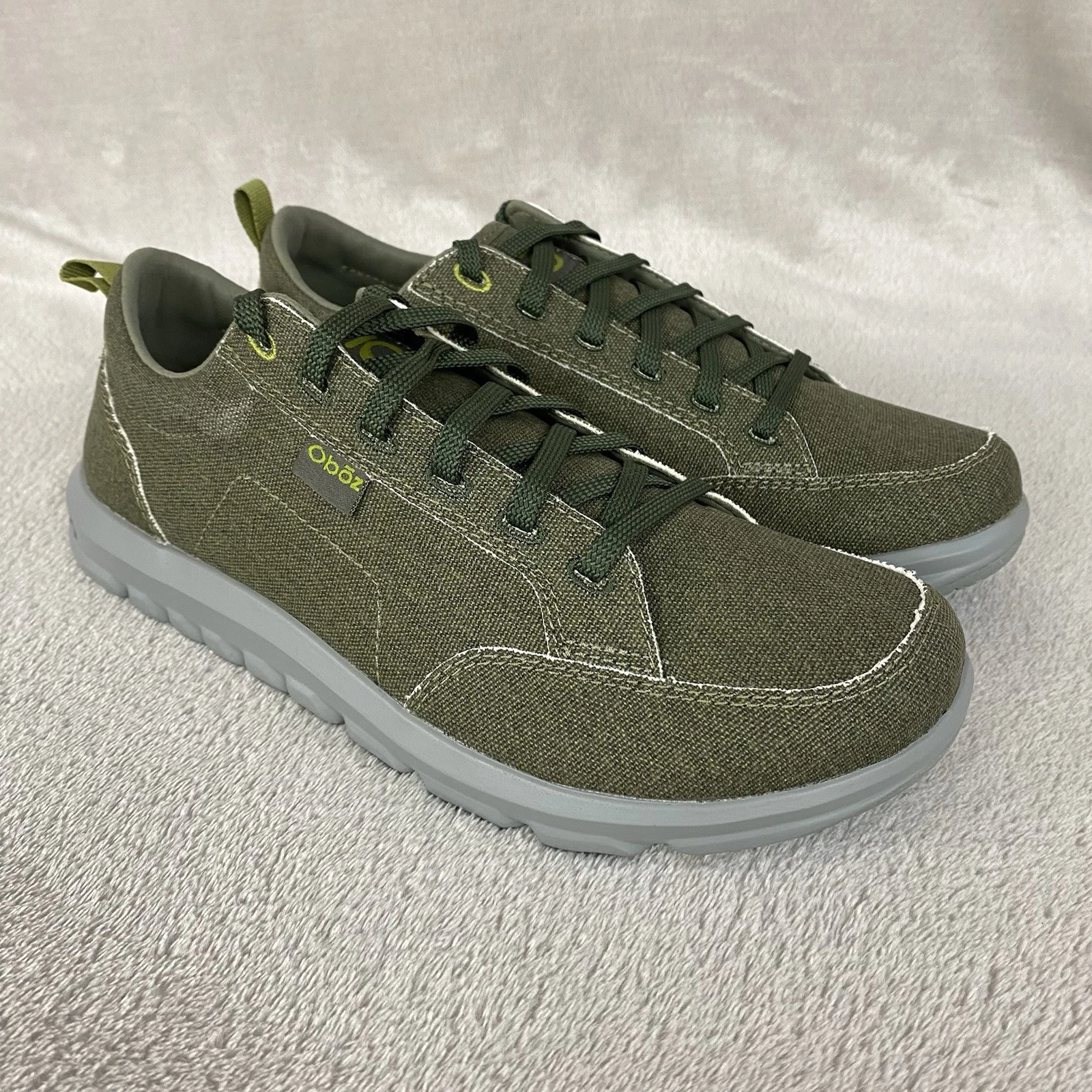 Oboz Passport Low Mens Hiking Sneakers 9 Green Canvas Trail Casual Shoes NEW