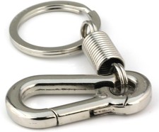 Retro Style Simple Strong Carabiner Shape Keychain Chain Ring Polished Silver