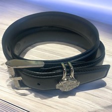 Harley Davidson Black Leather Belt & Buckle Size 38 87758-07V