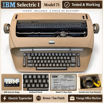Vintage IBM Selectric I Model 71 Electric Typewriter Brown Tested Working W Acce