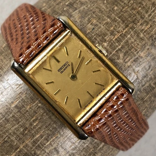 Vintage Seiko Women 2C205019 Dress Brown Leather Quartz Analog 17mm Watc G2U