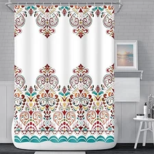 Bohemian Bathroom Shower Curtain 65"W x 72"L (Pack of 1) Boho Colorful Floral
