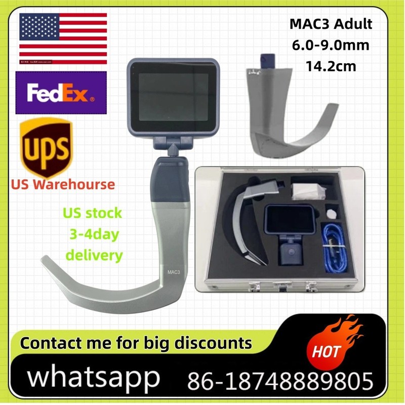 3.5" Touch Screen Digital Video Laryngoscope With MAC3 Adult Blade