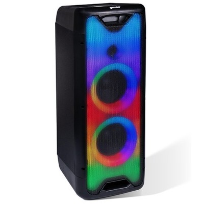 Gemini Bluetooth Speaker with LED Light Show, Dual 8'' Woofers, Mic & Guitar