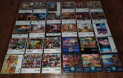 LOT OF 30 Different Buffalo Puzzles Puzzle Bush Redlin Country Life Cats Dogs