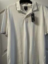 Armani Exchange Mens White Polo Shirt 100 Cotton size L NWT