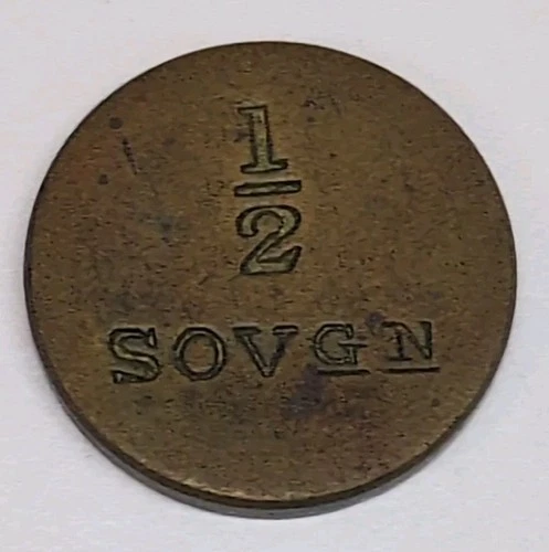 SOVEREIGN COIN WEIGHT ANTIQUE NUMISMATIC HALF GUINEA GOLD SCALES WEIGHT BRASS