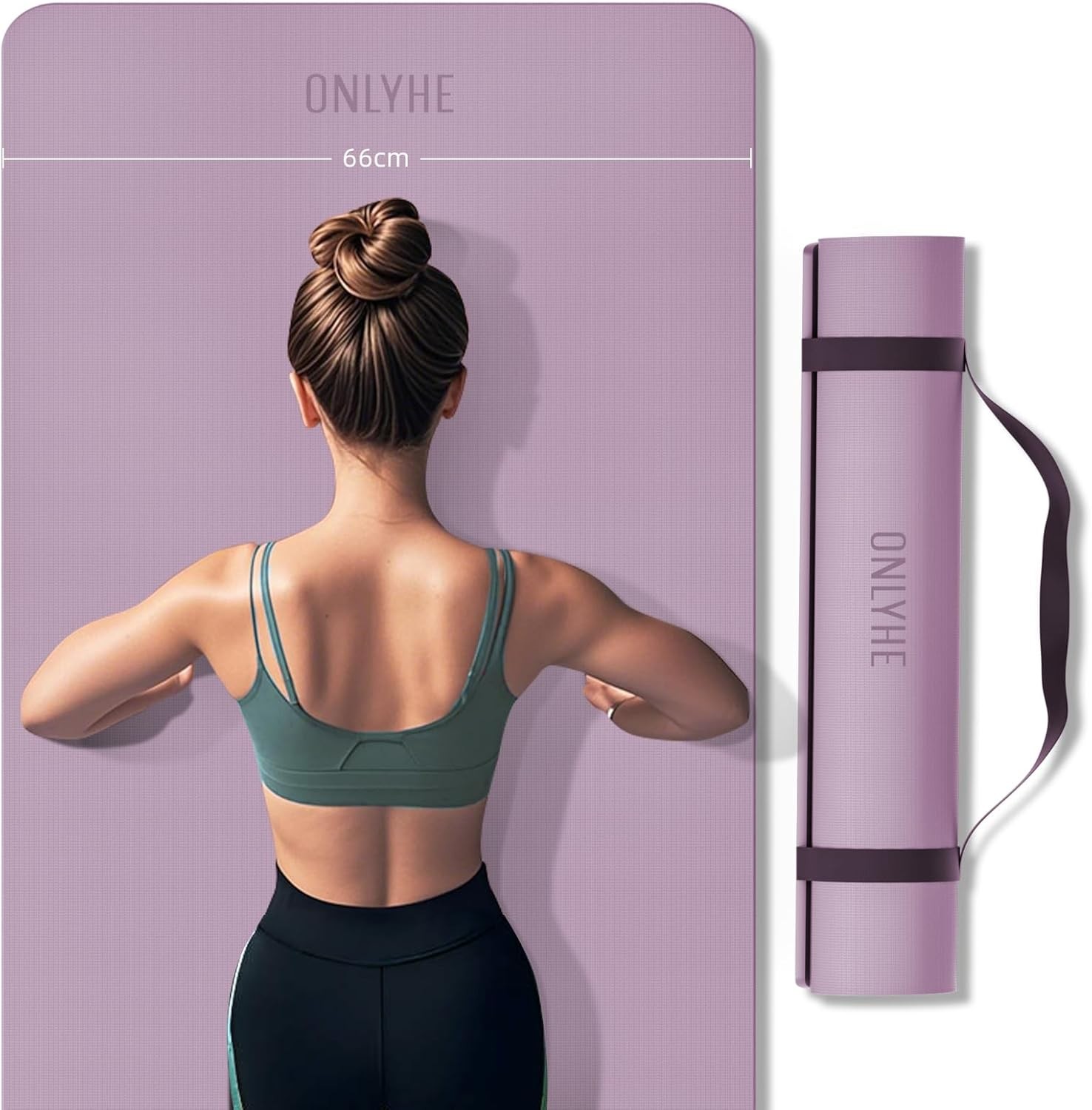 Extra Wide 66cm Yoga Mat 8mm Thick Soft Lightweight Exercise Mat for Fitness