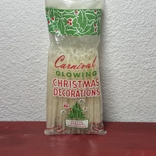 Vtg Carnival Glowing Plastic Icicle Christmas Decor Orig Package Lot of 42