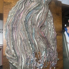 Classic Scarf Brown With Multi-Colors Shimmer Textured, Fringe, Boho, Hippie 75”