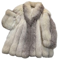SAGA FOX ROYAL Real Blue Frost Fox Fur Coat Silver Gray Womens Jacket Size 13 XL