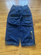 JNCO Jeans Legendary Size 34 Double Knee Drawstrings Crown Wide Leg Baggy
