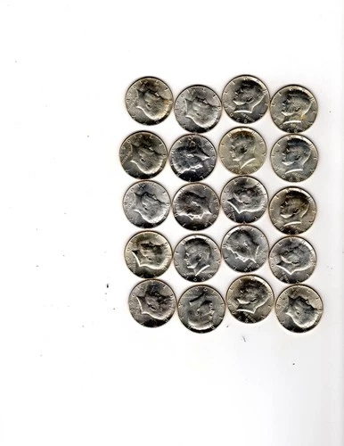 KENNEDY HALF DOLLARS 1968-D BU (40% SILVER 20 COINS)